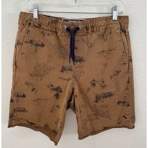 Modern Amusement Mens Shorts Size Small Tan Khaki Pull On Canvas Drawstring
